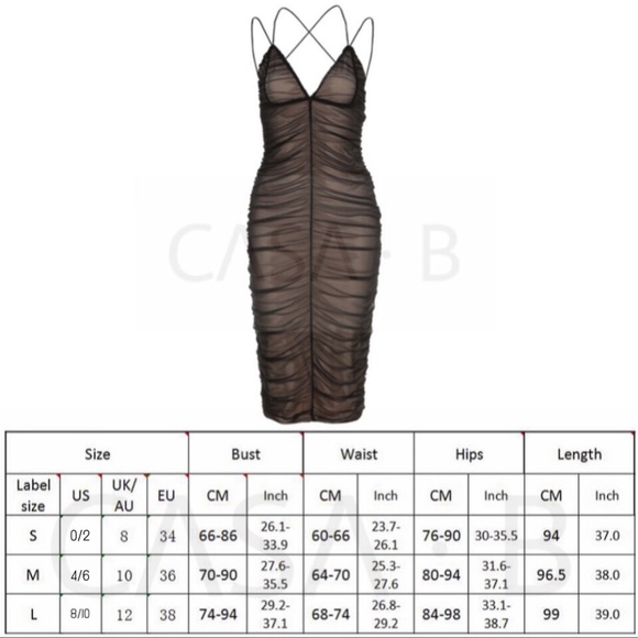 5⭐️CASA B| Sicily Black Mesh Ruched Bodycon Midi Dress - Picture 9 of 9